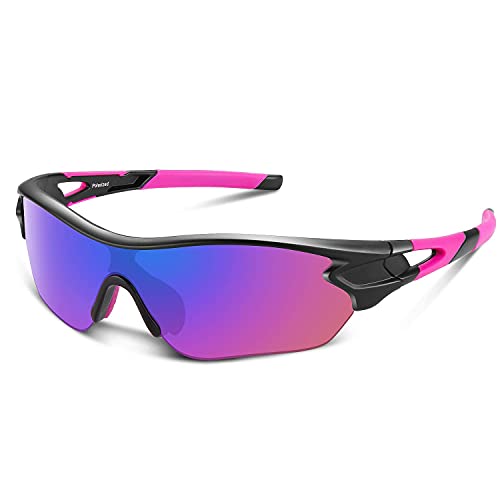 Herren-Sonnenbrille, polarisierte Sport-Sonnenbrille für Männer und Frauen, Jugendliche, Radfahren, Laufen, Fahren, Angeln, Golf, Motorrad, Baseball, TAC-Brille (Rosa) von BEACOOL