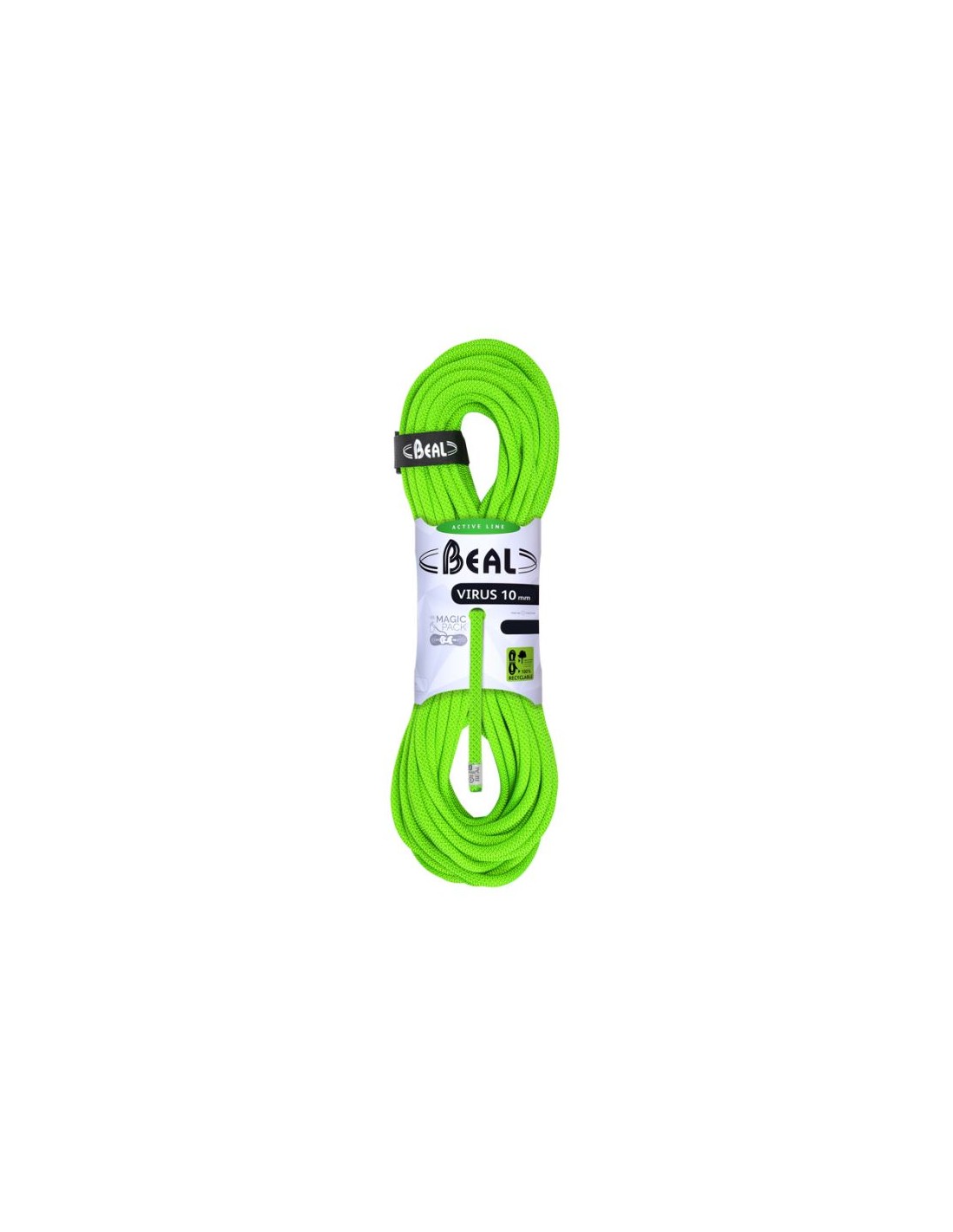 Beal Kletterseil Virus 10mm, 60 m, Solid Green Seildurchmesser - 9.6 - 10.0 mm, Seilvariante - Einfachseil, Seilgewicht - 61 - 65 g / m, Seillänge - 60 m, Seilfarbe - Grün, von Beal