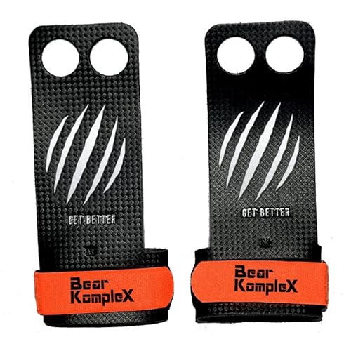 Bear KompleX 2 Hole Gymnastics Grips Are Great for WODs, pullups, Weight Lifting, Chin ups, Cross Training, Exercise, Kettlebells, More. Protect Your Palms from rips and tears! LRG 2hole Carbon von Bear KompleX