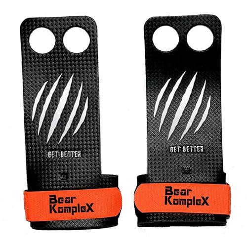 Bear KompleX 2 Hole Gymnastics Grips Are Great for WODs, pullups, Weight Lifting, Chin ups, Cross Training, Exercise, Kettlebells, More. Protect Your Palms from rips and tears! Small 2hole Carbon von Bear KompleX