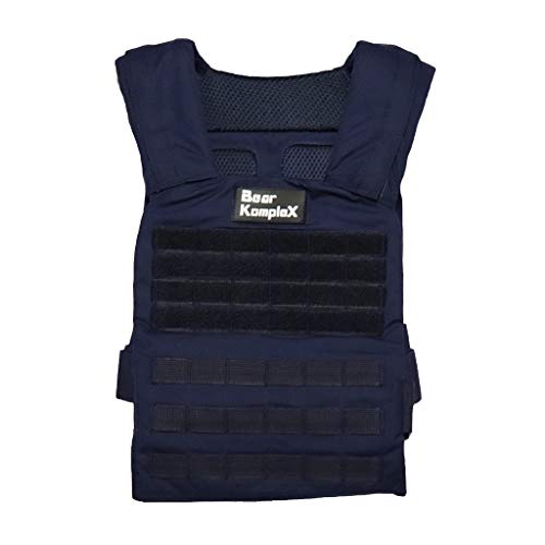 Bear KompleX Weight Vest - Military Grade, Easily Adjustable, Heat Treated Steel Alloy Buckles for Strength & Crossfit Training, for Men & Women, Plates Sold Seperately (Navy Blue) von Bear KompleX
