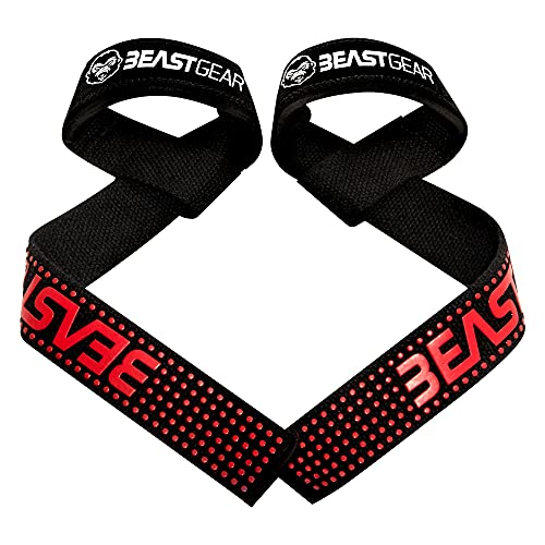 ﻿﻿Beast Gear Zughilfen für Krafttraining & Bodybuilding (2er Set) – Extra Starke Lifting Straps mit Gel-Noppen als Griffhilfe für Frauen, Männer - Optimale Länge 57cm von Beast Gear