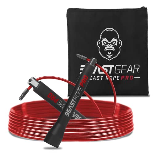 Beast Gear Springseil Erwachsene Fitness Jump Rope "Profi" - Indoor-/Outdoor-Sprungseil für Ausdauer, Abnehmen, Boxen, Sport, MMA, Cardio von Beast Gear