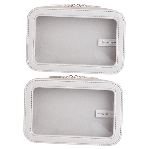 Beavorty 2stücke Transparente Pu Kosmetiktasche Für Damen Tragbare Toiletten Und Make-up-aufbewahrung Für Reisen Und Einfach Zu Öffnen Für Wichtigen Utensilien von Beavorty