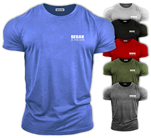 Bebak Herren Gym T-Shirt – Bodybuilding T-Shirts – Gym Kleidung – Workout Tops – Training Top – Arnold Schwarzenegger inspiriertes Design T-Shirt (Heather Blue L) von BEBAK