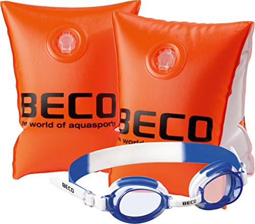Beco 9703 Schwimmhilfe - Schwimmflügel, Größe 0, 15-30 kg, 2-6 Jahre - Set mit blauer Schwimmbrille 100% UV-Schutz und Antibeschlag in der robusten Aufbewahrungsbox von Beco Baby Carrier