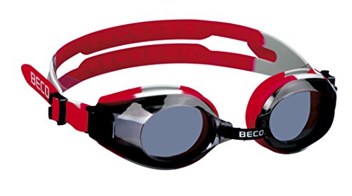 Beco Unisex – Erwachsene Arica Profischwimmbrille, rot/grau, One Size von Beco