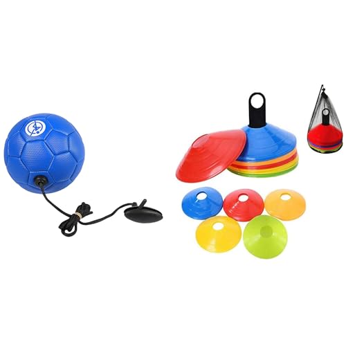 1 x Futbol Größe 2 mit Schnur für Anfänger, Trainingsgürtel und 1 Set Disc-Kegel, Agility-Training, Fußballkegel von Beelooom