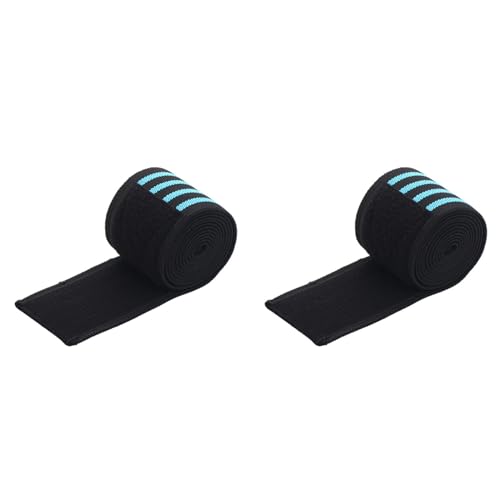 Beelooom 2X Fitness Winding Kniebandage Compression Straps Wraps Elastic Outdoor Sport Schutzausrüstung Training (Blau) von Beelooom