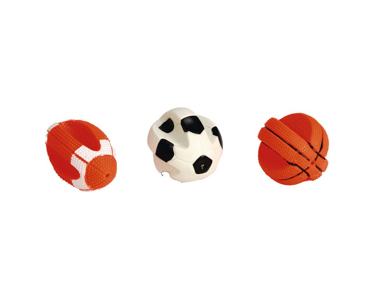 Beeztees Outdoor-Spielzeug Hundespielzeug Sportball aus Vinyl, Größe: S / Fußball: 12 x 11 x 11 cm / Basketball: 11 x 9 x 9 cm / Rugby: 16 x 8 x 8 cm von Beeztees