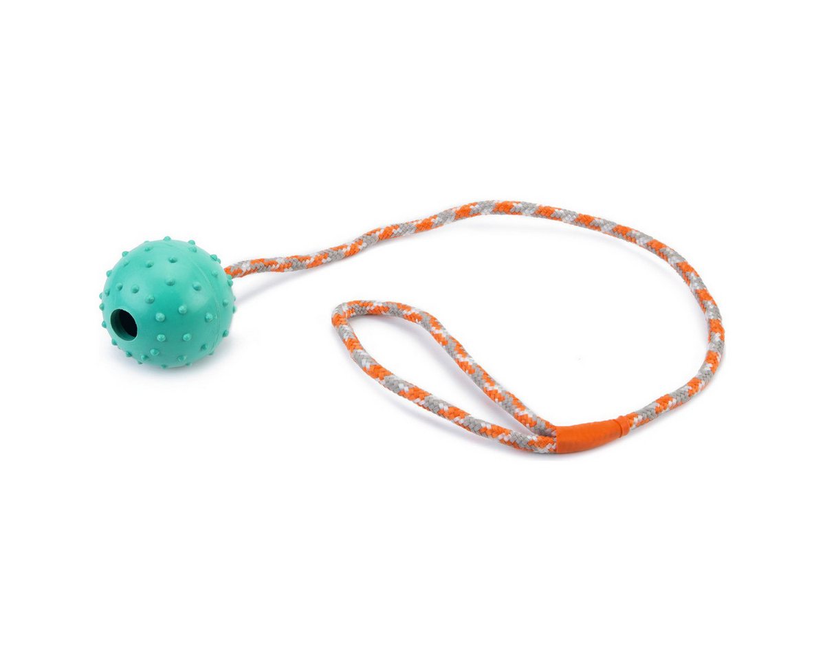 Beeztees Spielknochen Hundespielzeug Ball mit Glocke + Kordel massiv mint von Beeztees