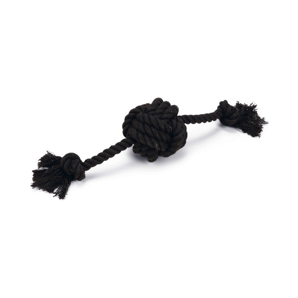 Beeztees Spielknochen Hundespielzeug Spieltau mit Ball Bari schwarz, Maße: 27 x 7 x 7 cm von Beeztees