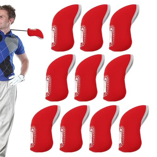 Befeixue Golf-Eisenhüllen, Schlägerkopfhüllen für Golfschläger,Transparente Golfschlägerkopfabdeckung, Keileisen-Schutzhülle - Golfschlägerabdeckungen-Set, 10 Stück, passend für die meisten von Befeixue