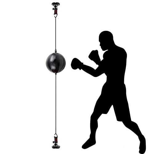Boxen Punching Ball Double End Speed Bag Hanging Aufblasbare Boxsäcke für Schlafzimmer Türrahmen & Indoor Gym Boxsack (Schwarz) von Begonial