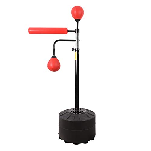 Boxsäcke 2 in 1 Boxsack Reflex Spinning Bar Höhenverstellbarer Erwachsener Speed Punching Ball (rot) von Begonial