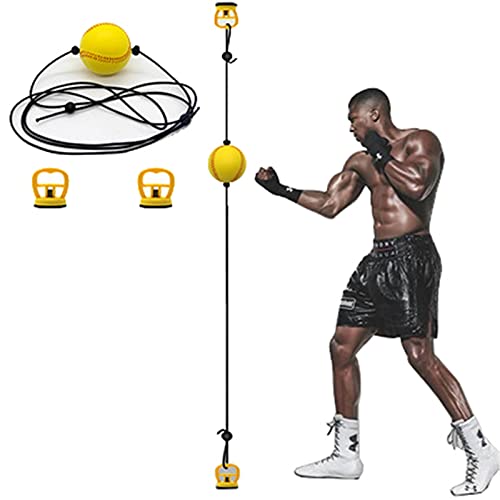 Boxtrainingsball Quick Puncher Boxing Speed Focus Ball Trainer Training Boxball Suspension Kampfball (Gelb 9cm) von Begonial