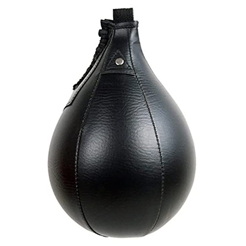 Boxtrainingsball Speedball Boxen Echtes Muay Thai Training Boxen Dodge Striking Bag (Schwarz 18x30cm) von Begonial