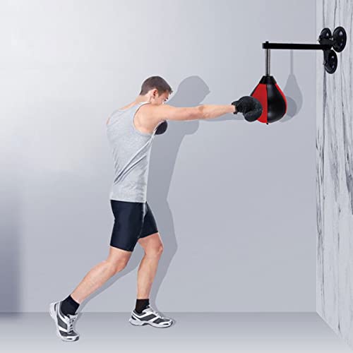 Speed Bag Boxen Boxsack Wandhalterung Home Gym Fitness Personal Training Reflexsack Stressabbau Bälle mit Saugnapf (Schwarz + Rot 22 cm (8,6 Zoll)) von Begonial