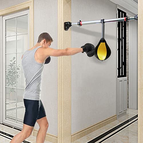 Türrahmen/Fitnessstudio für Erwachsene, Männer, hängender Boxsack, tragbare Geschwindigkeit, aufblasbarer Ball mit Ständer (Gelb Schwarz 30 cm (12 Zoll)) von Begonial
