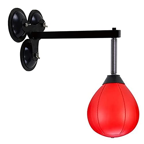 Wandboxsack mit Saugnapf & aufblasbarer Ballaufhängung Leder Boxing Speed Balls (rot) von Begonial