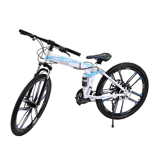 Begoniape 26 Zoll Mountainbike mit 21 Gang Schaltung, Blau Weiß Scheibenbremse MTB Fahrrad, Federgabel Geschwindigkeits-Positionierungskette Fahrräder, Fahrrad für Herren Damen Heranwachsende… von Begoniape