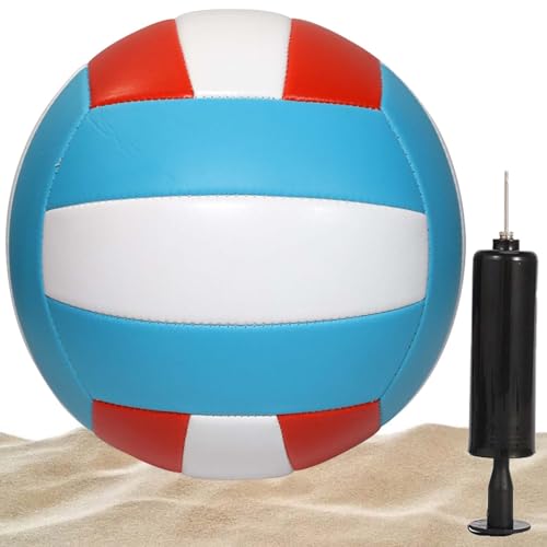 Behogan Volleyball, Offizielle Größe 5, Weiches Leder Beachvolleyball, Mit Aufblasgerät weiche, Wasserfest Offizieller Beachvolleyball, für drinnen und draußen(Rot) von Behogan