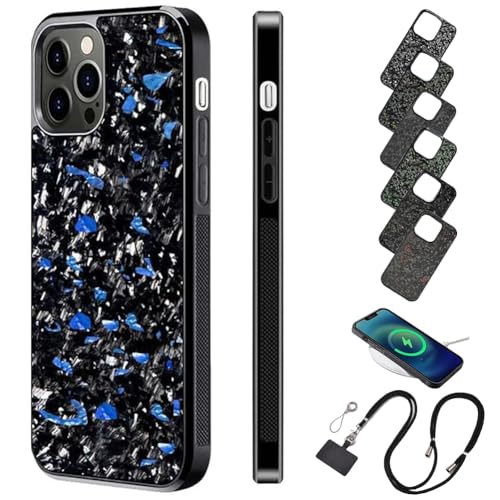 Forged Carbon Fiber Phone Case, Stealth Carbon Fiber Phone Case for iPhone 15 14 13 12 Pro Max, Carbon Fiber Phone Case Support Wireless Charging (Blue,15 promax) von Behound