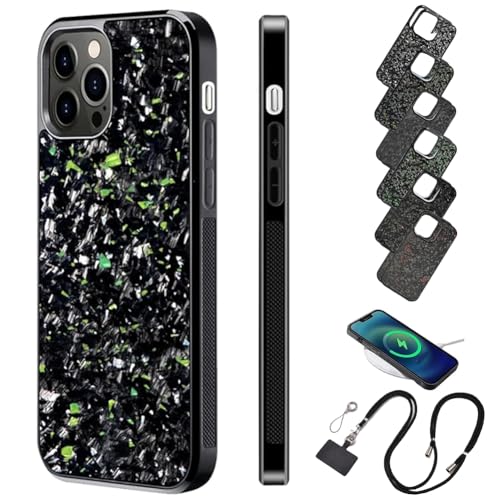 Forged Carbon Fiber Phone Case, Stealth Carbon Fiber Phone Case for iPhone 15 14 13 12 Pro Max, Carbon Fiber Phone Case Support Wireless Charging (Green,12 pro) von Behound