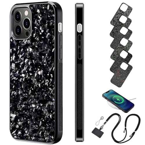 Forged Carbon Fiber Phone Case, Stealth Carbon Fiber Phone Case for iPhone 15 14 13 12 Pro Max, Carbon Fiber Phone Case Support Wireless Charging (Silver,13) von Behound