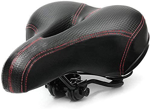 Fahrradsattel Komfortsattel mit Doppelfederung und Memory-Schaum, atmungsaktiv, weich (rot) von Beihaoer