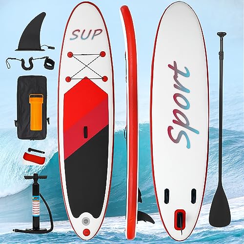 Stand Up Paddling Board, Aufblasbares Stand Up Paddling Board Set, 323cm, Inflatable Surfboard, Paddelbrett Kit mit Verstellbarem Paddle, Fußband, Pumpe, Rucksack von Belect