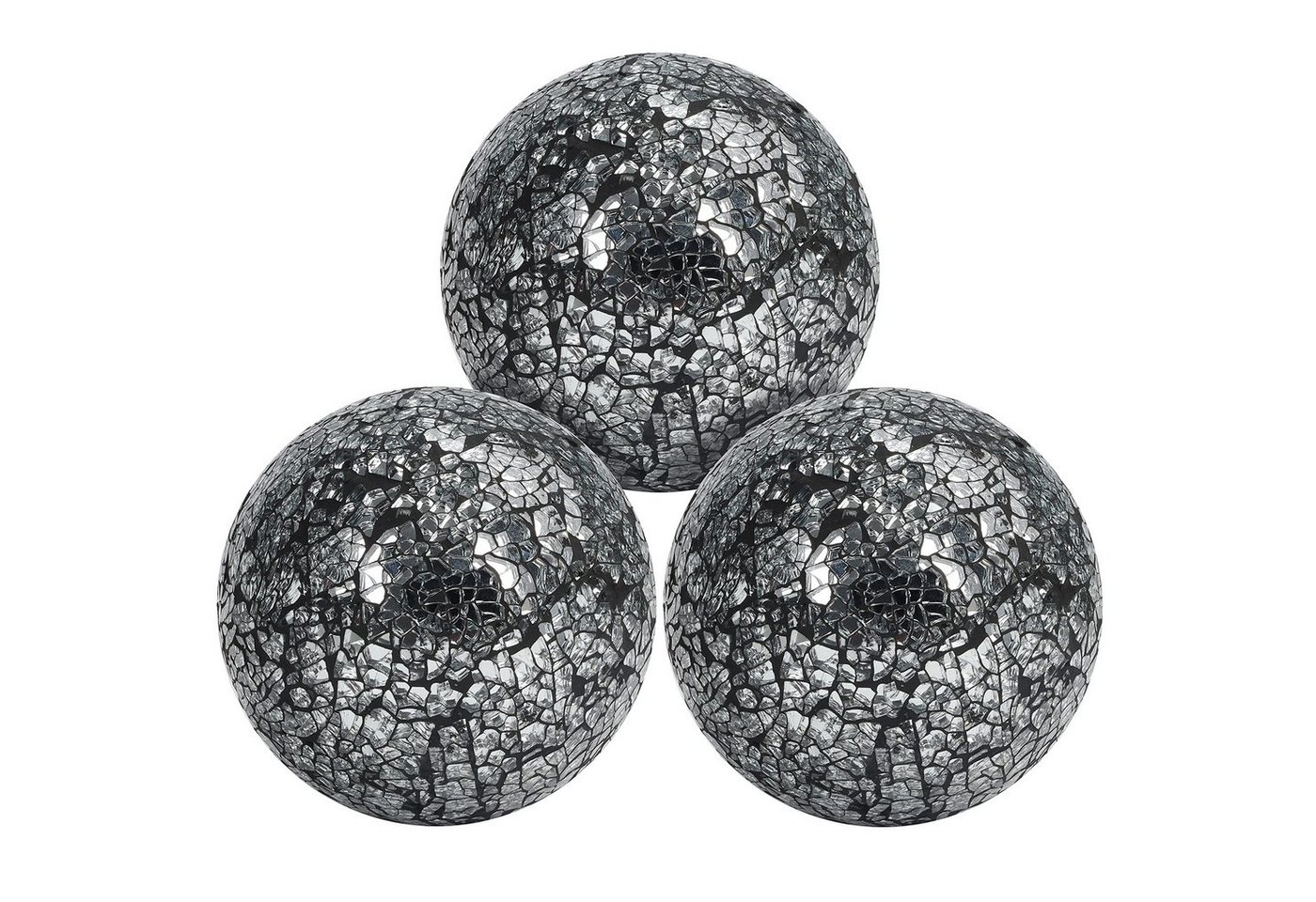 Belle Vous Dekoobjekt Silver Decor Balls (3-Pack) - 10 cm Diameter, Silberne Glasdekorbälle - 10 cm Durchmesser - Zuhause, Tisch, Garten von Belle Vous