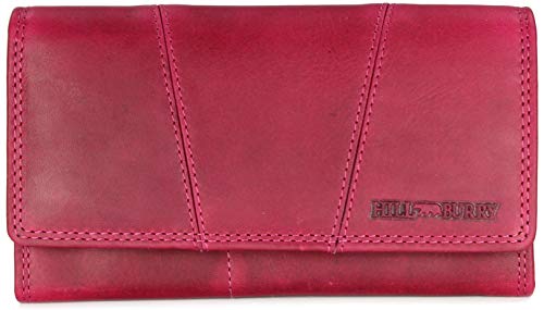 Vintage Leder Damen Geldbörse Portemonnaie Geldbeutel Portmonee aus weichem Leder mit RFID in pink - 17,5x10x3cm (B x H x T) von Belli
