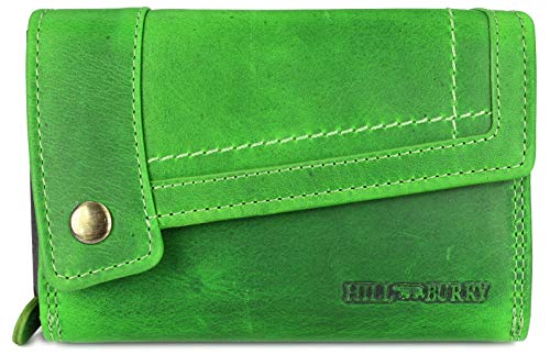 Hochwertige Vintage Leder Damen Geldbörse Portemonnaie Dickes und kompaktes Portmonee Geldbeutel aus weichem Leder mit RFID in grün - 14,5x10x5cm (B x H x T) von Belli