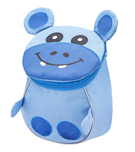 Belmil Kindergartenrucksack mit Brustgurt und Namensschild für 1-3 Jährige/Jungen - Mädchen / 4 L/Grün/in Tierform: Nilpferd (305-15 Mini Hippo) von Belmil