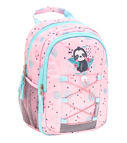 Belmil Kinderrucksack Mädchen für 1-3 Jährige - Super Leichte 260 g/Kindergarten/Krippenrucksack Kindergartentasche Kindertasche/Faultier/Pink Rosa Türkis (305-9 Little Sloth) von Belmil