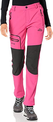 BenBoy Damen Wanderhose Wasserdicht Softshellhose Outdoorhose Winddicht Warm Gefüttert Winter Skihose Snowboardhose Trekkinghose,KZ1672W-Pink-XS von BenBoy