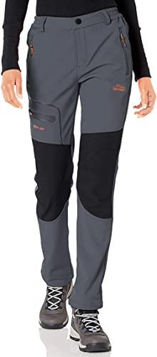 BenBoy Damen Wanderhose Wasserdicht Softshellhose Outdoorhose Winddicht Warm Gefüttert Winter Skihose Snowboardhose Trekkinghose,KZ1672W-Grey-XL von BenBoy