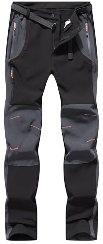 BenBoy Herren Wanderhose Wasserdicht Softshellhose Outdoorhose Winddicht Warm Gefüttert Skihose Snowboardhose Winter Trekkinghose,KZ21037M-Black1-L von BenBoy