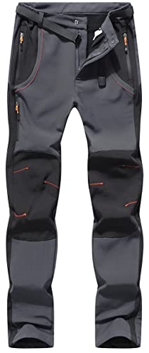 BenBoy Herren Wanderhose Wasserdicht Softshellhose Outdoorhose Winddicht Warm Gefüttert Skihose Snowboardhose Winter Trekkinghose,KZ21037M-Dark Grey-2XL von BenBoy