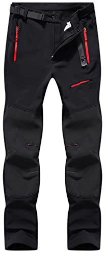 BenBoy Herren Wanderhose Wasserdicht Softshellhose Outdoorhose Winddicht Warm Gefüttert Skihose Snowboardhose Winter Trekkinghose,KZ41037M-Black-S von BenBoy