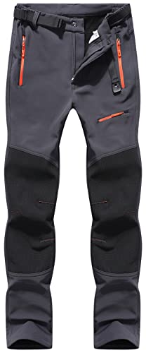 BenBoy Herren Wanderhose Wasserdicht Softshellhose Outdoorhose Winddicht Warm Gefüttert Skihose Snowboardhose Winter Trekkinghose,KZ41037M-Grey-L von BenBoy
