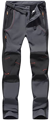 BenBoy Herren Wanderhose Wasserdicht Softshellhose Outdoorhose Winddicht Warm Gefüttert Skihose Snowboardhose Winter Trekkinghose,KZ21037M-Dark Grey-S von BenBoy