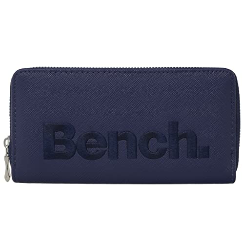 Bench Große XXL Damen Geldbörse Portemonnaie Brieftasche Reißverschluss Clutch, Farbe:Blau von Bench