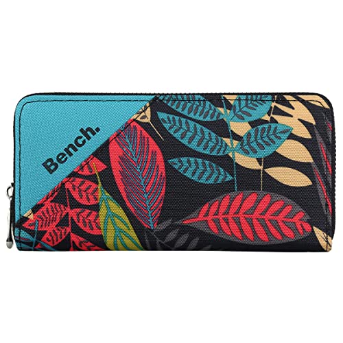 Bench Große XXL Damen Geldbörse Portemonnaie Brieftasche Reißverschluss Clutch, Farbe:Schwarz von Bench