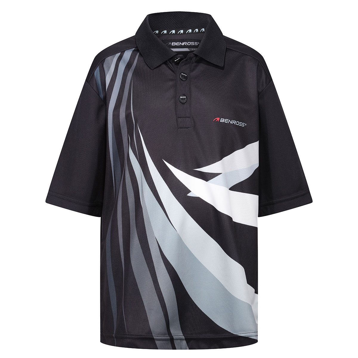 Benross Kids Black, Grey and White Comfortable Swirl Junior Golf Polo Shirt, Size: 11-12 Years | American Golf von Benross