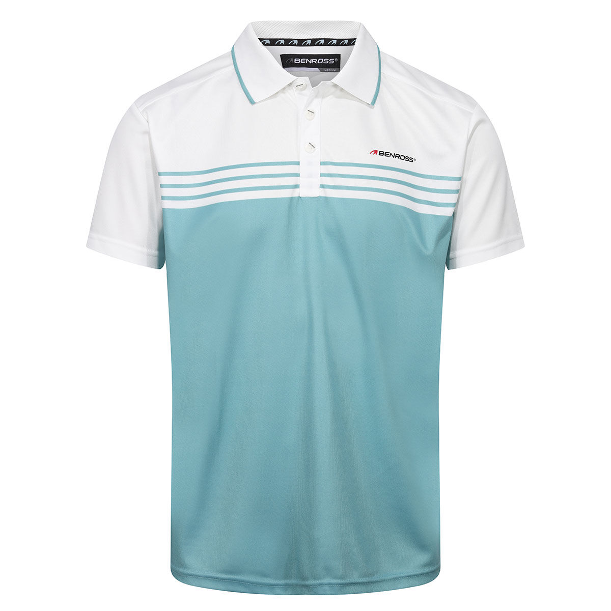 Benross Men's Colour Stripe Stretch Golf Polo Shirt, Mens, White/porcelain, Small | American Golf von Benross