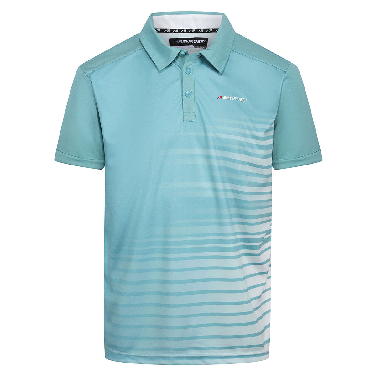 Benross Men's Fade Stripe Stretch Golf Polo Shirt, Mens, Porcelain/white, Small | American Golf von Benross