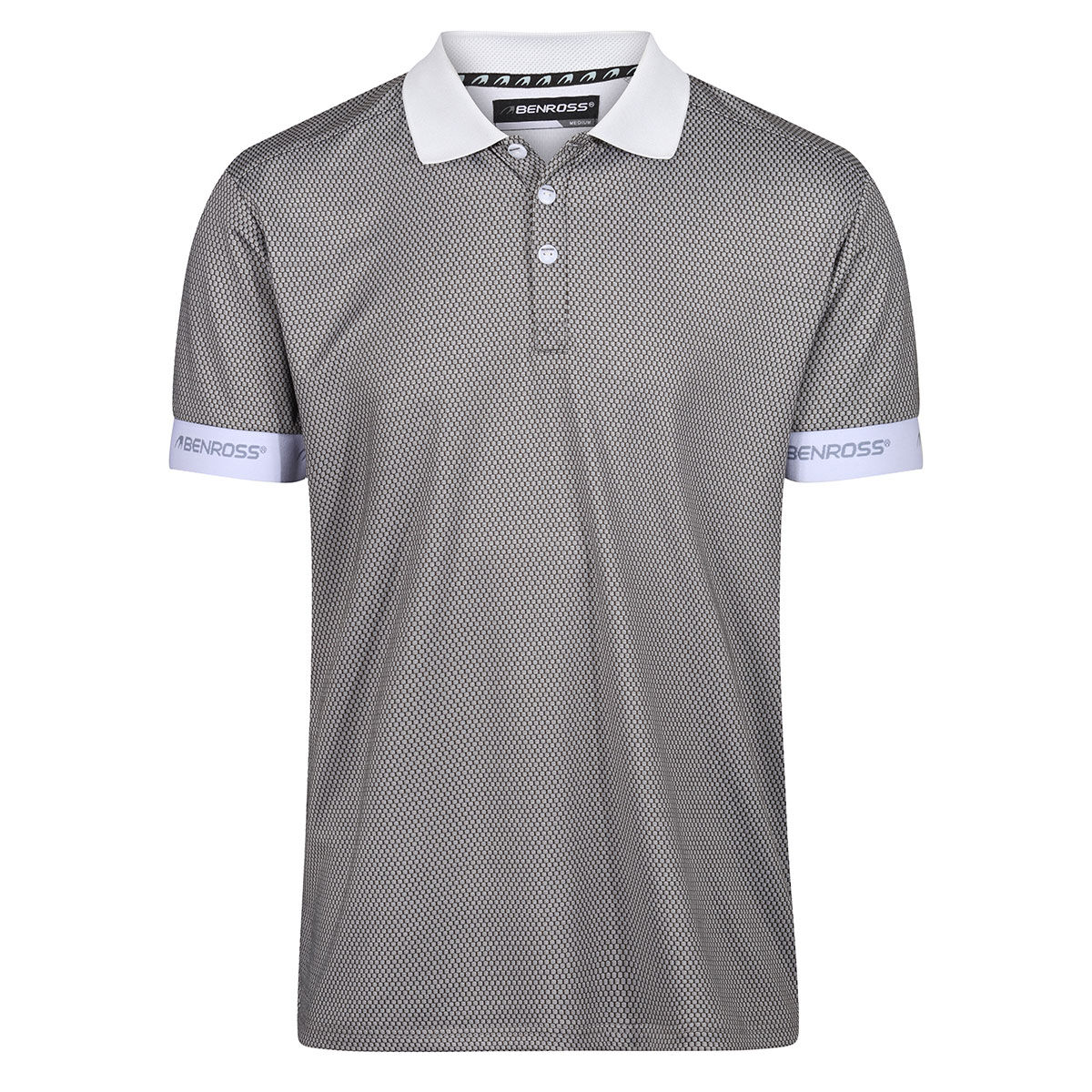 Benross Men's Honeycomb Jacquard Golf Polo Shirt, Mens, Mid grey, Large | American Golf von Benross