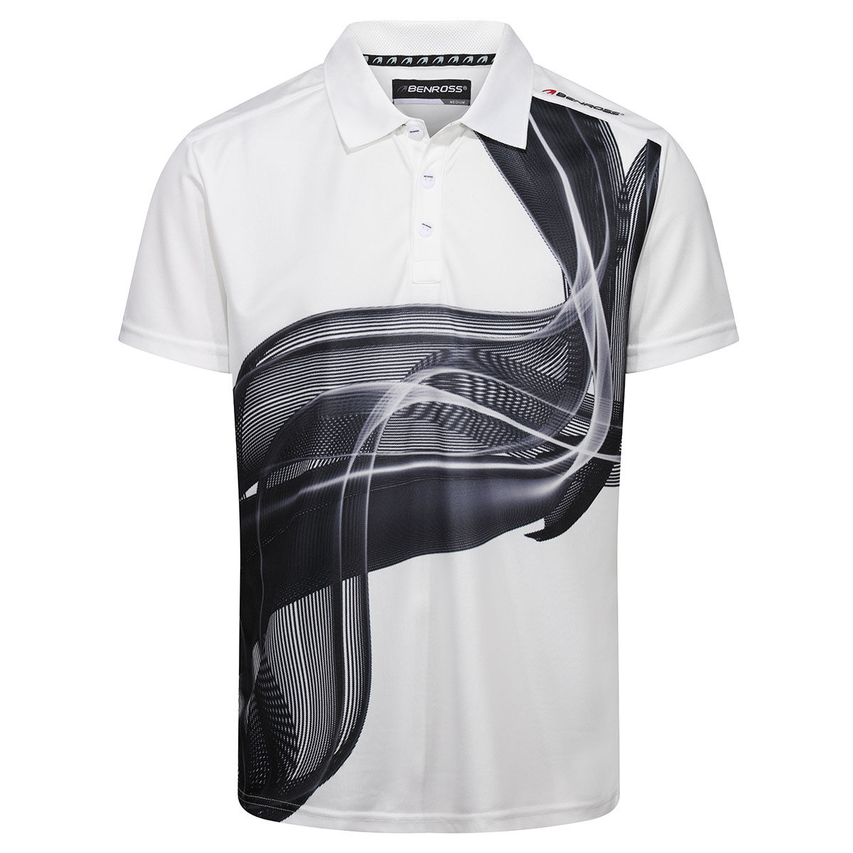 Benross Mens White and Black Lightweight Whip Golf Polo Shirt, Size: Small | American Golf von Benross